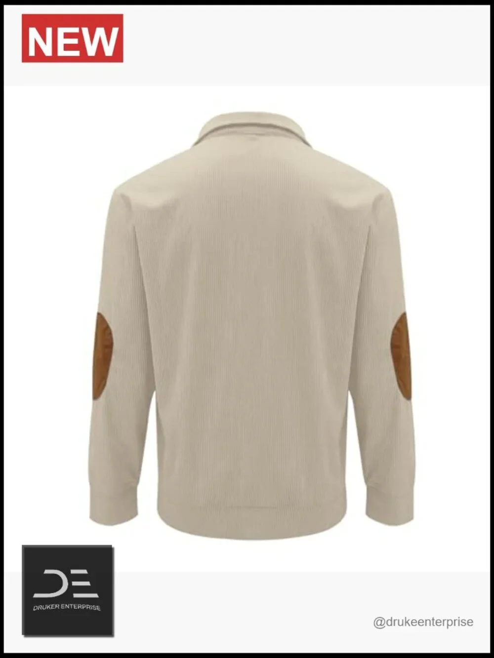 Corduroy Long Sleeve Button-Down Shirt Stand Collar Pullover Sweater Men's